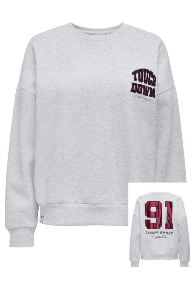 ONLRILLO L/S BOXY O-NECK CS SWT 15364745 Light Grey Melange/Touchdown